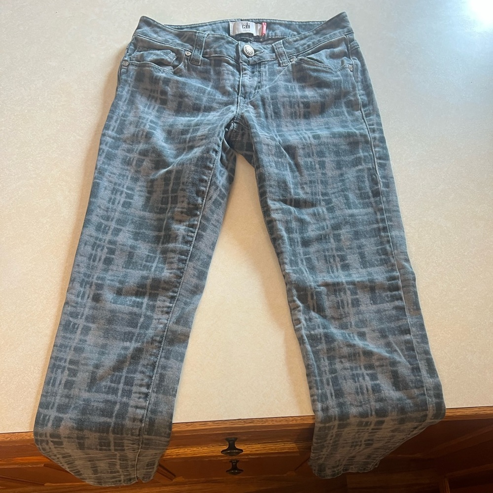 Cabi jeans size‎ 2 blue and grey pattern skinny jeans